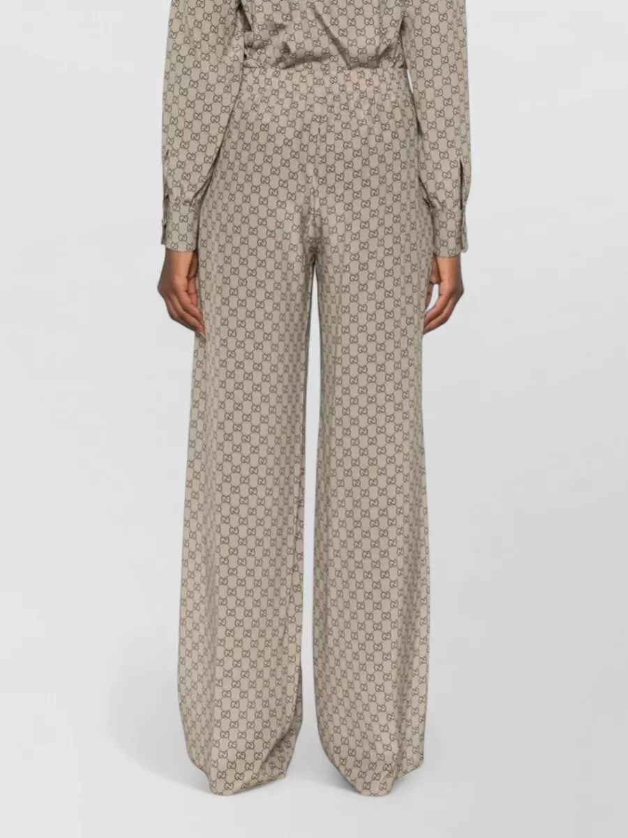 Gucci Silk Gg Print Drawstring Trousers