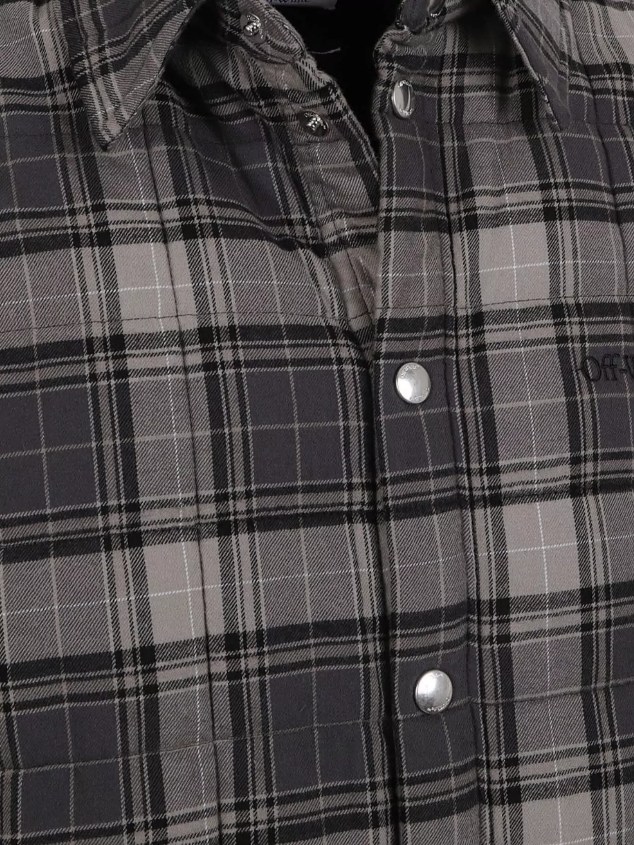 Off-White Plaid Long Sleeve Shirt Front Pocket