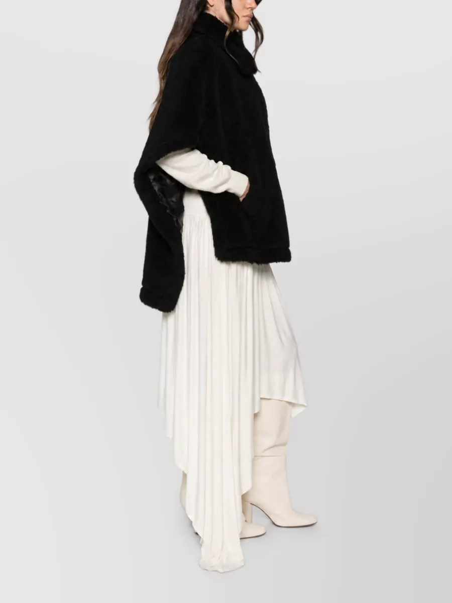 Max Mara Alpaca Wool Silk High-Neck Short-Sleeve Coat