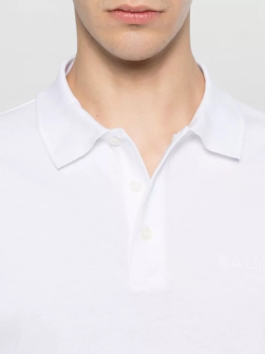 Balmain Piqué Cotton Logo-Embroidered Polo Shirt