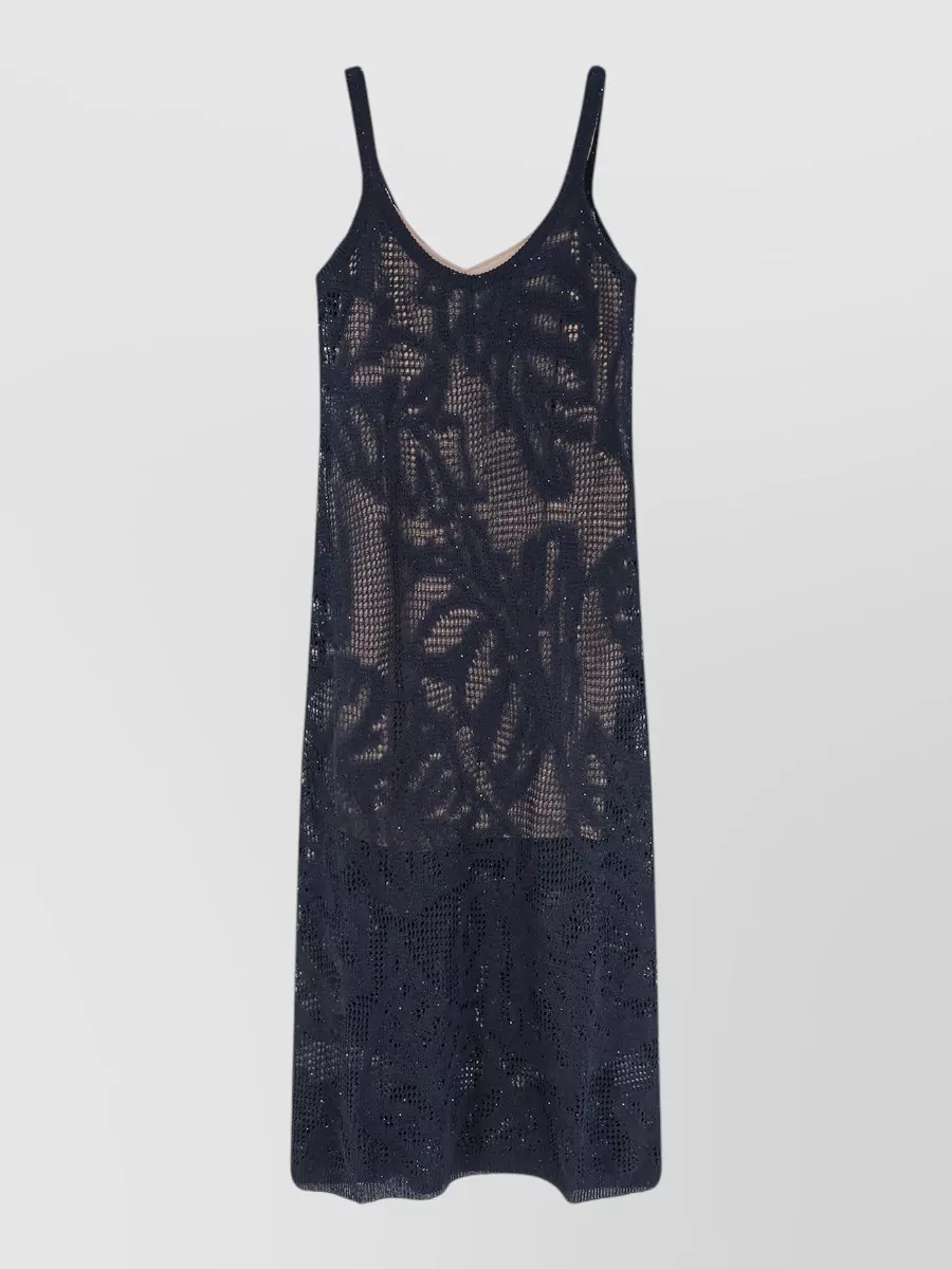 Brunello Cucinelli Linen Sleeveless Sequin Midi Dress