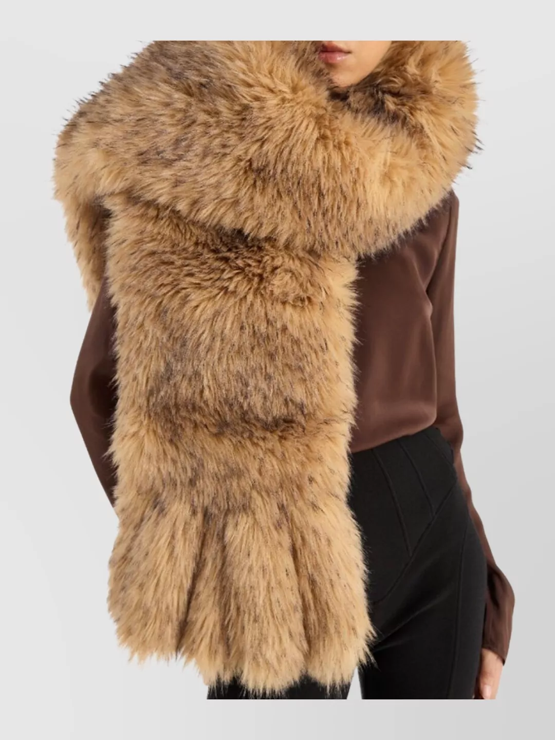 Rotate Animal Print Faux Fur Long Scarf