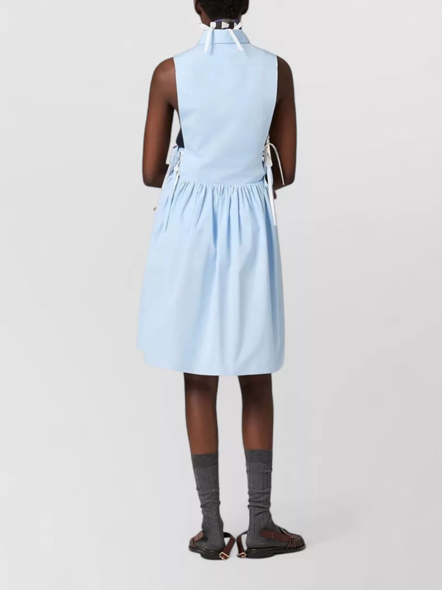 Miu Miu Cotton Poplin Side-Tie Shirt Midi Dress