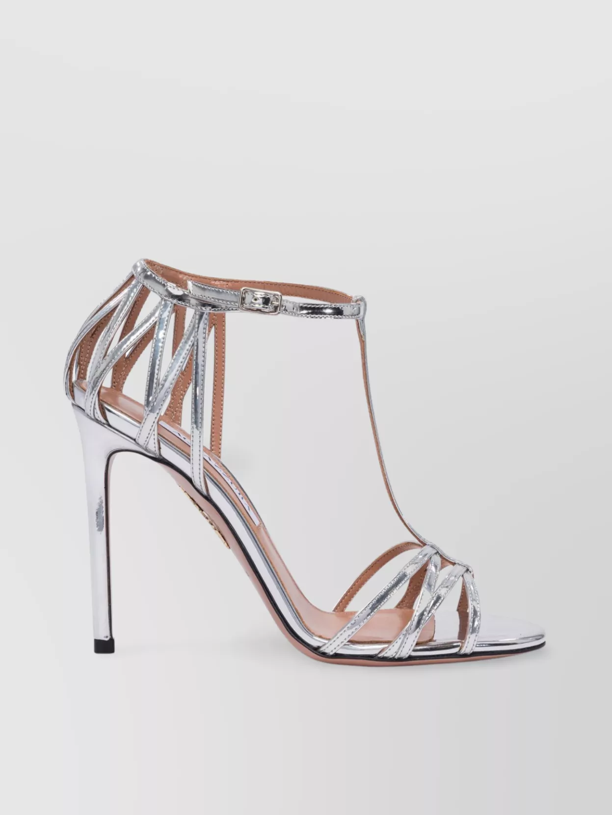 Aquazzura High Heel Sandals With Metallic Strappy Design