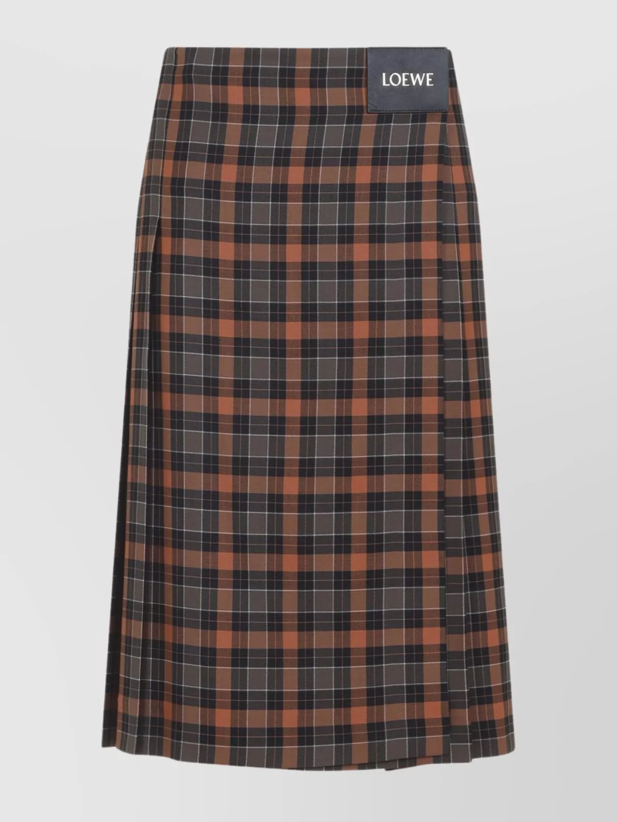 Loewe Vibrant Plaid Midi Skirt In Premium Polyester-wool Blend In Multi