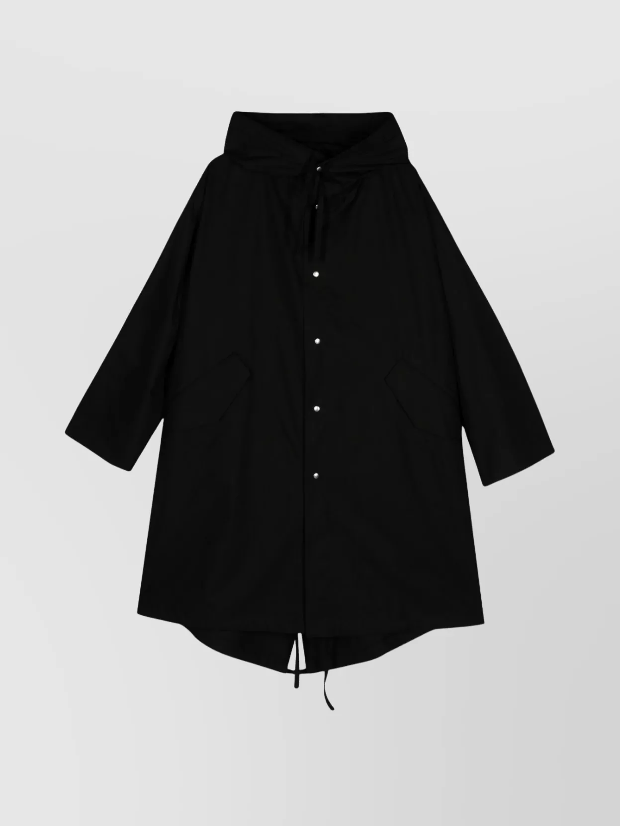Jil Sander Hooded Midi Parka With Drawstring Waist In Black