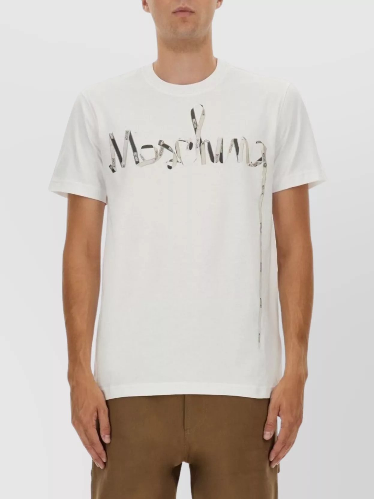 Moschino Crew Neck Graphic Print Short Sleeves T-shirt In Brown