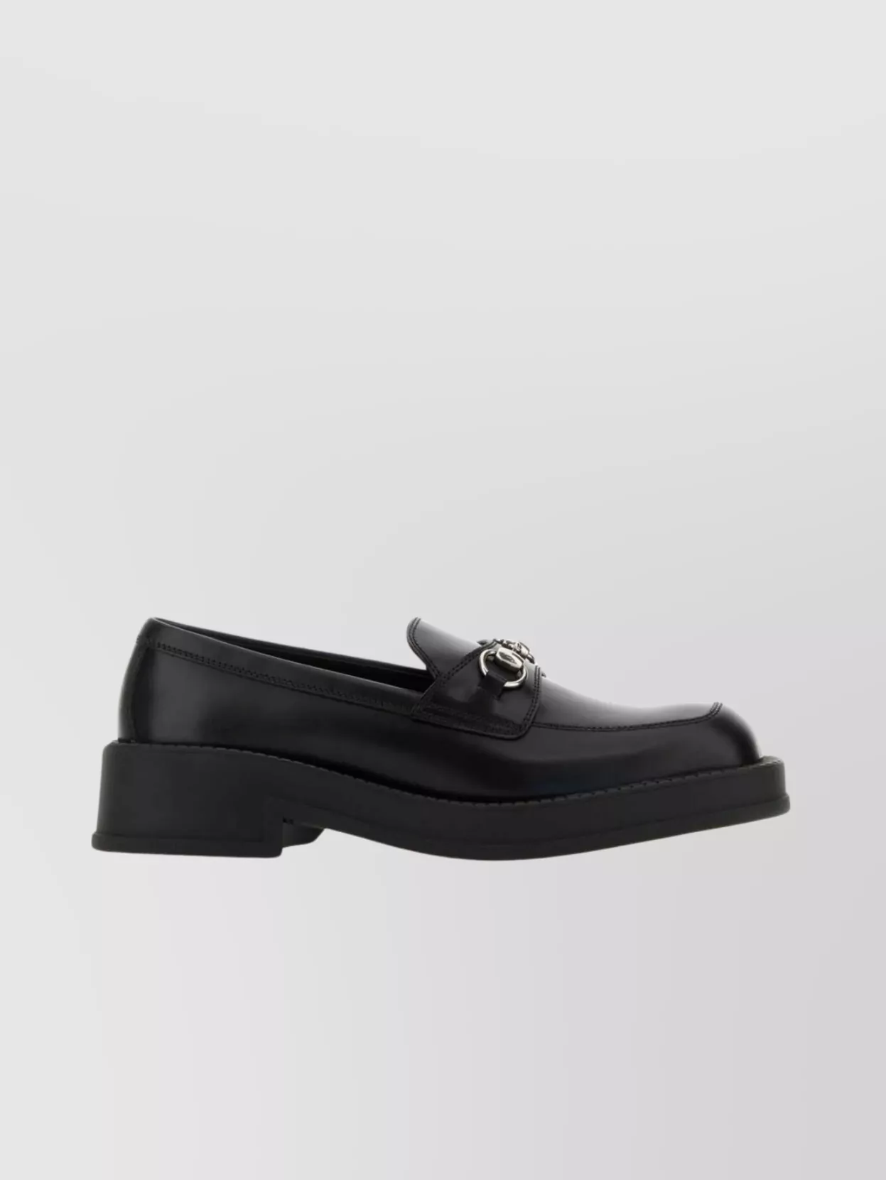 Gucci Leather Loafers With Low Block Heel In Black