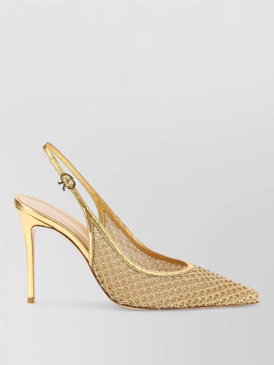 Gianvito Rossi Nikki Mesh Slingback Pumps Metallic Stiletto