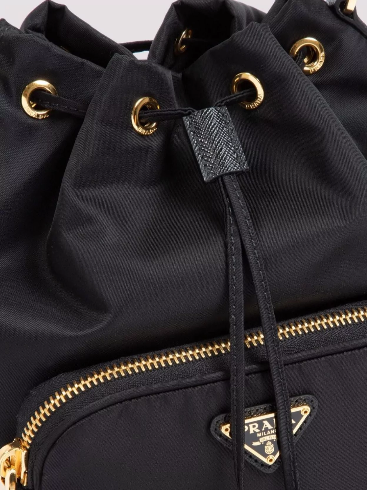 Prada Nylon Bucket Bag Leather Strap