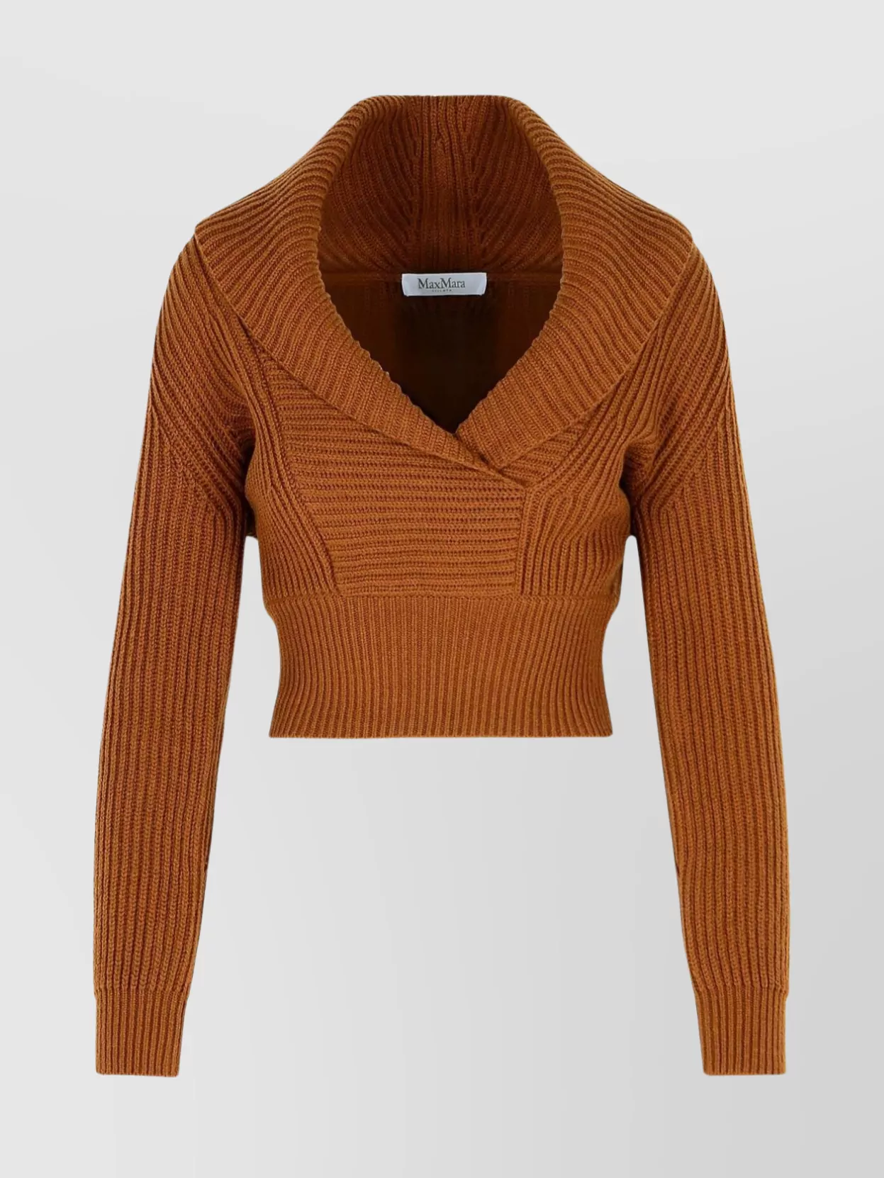 Max Mara Wool And Cashmere Cropped Sweater In Brown