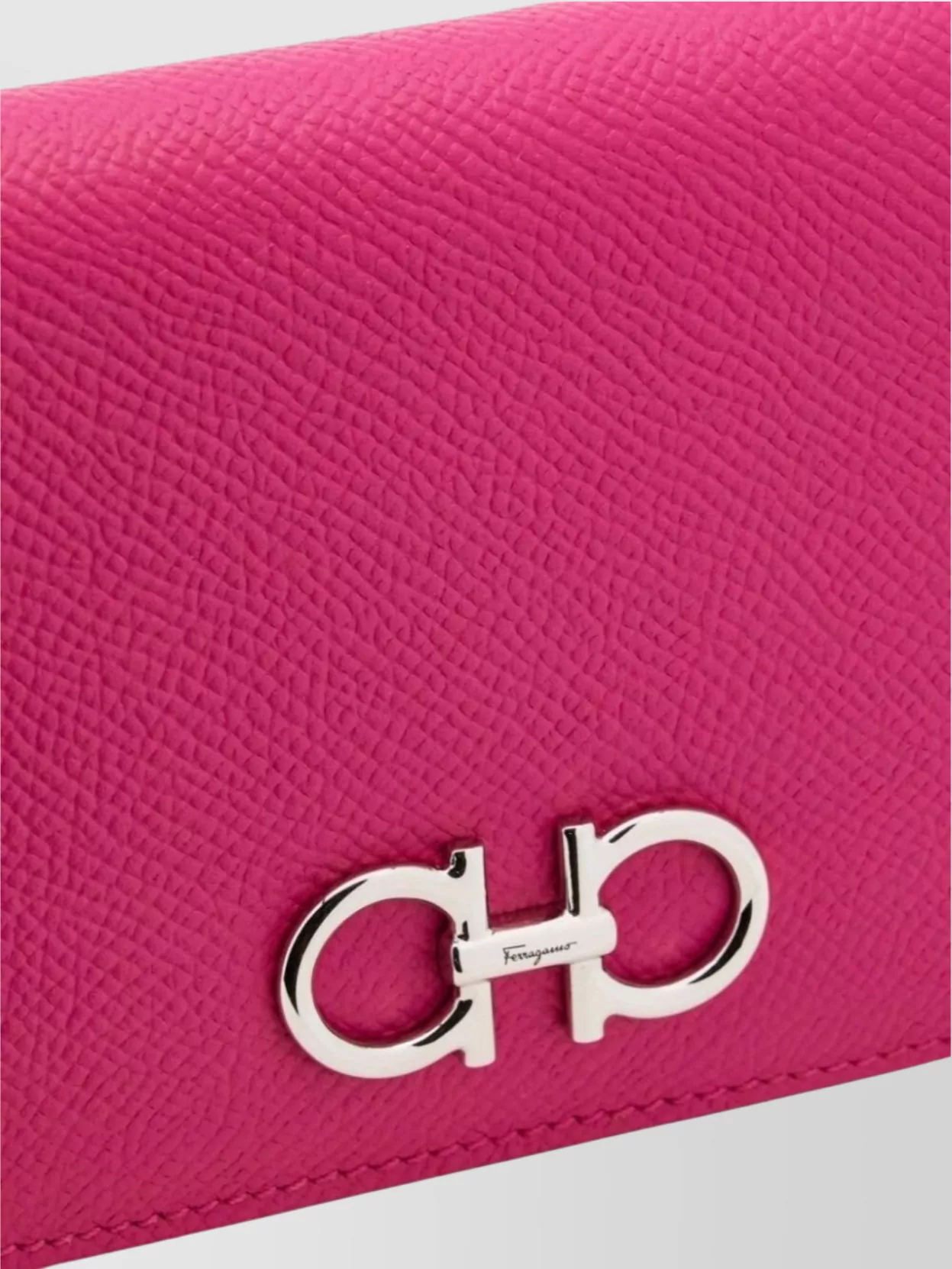 Ferragamo Grainy Leather Gancini Wallet Compact