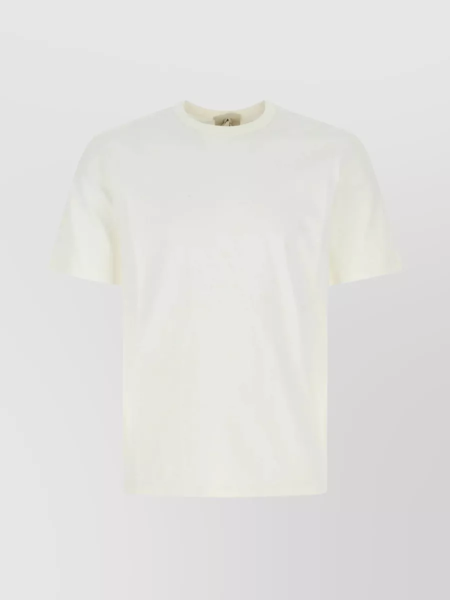 Shop Ten C Ribbed Crew-neck Cotton T-shirt With Short Sleeves In White
