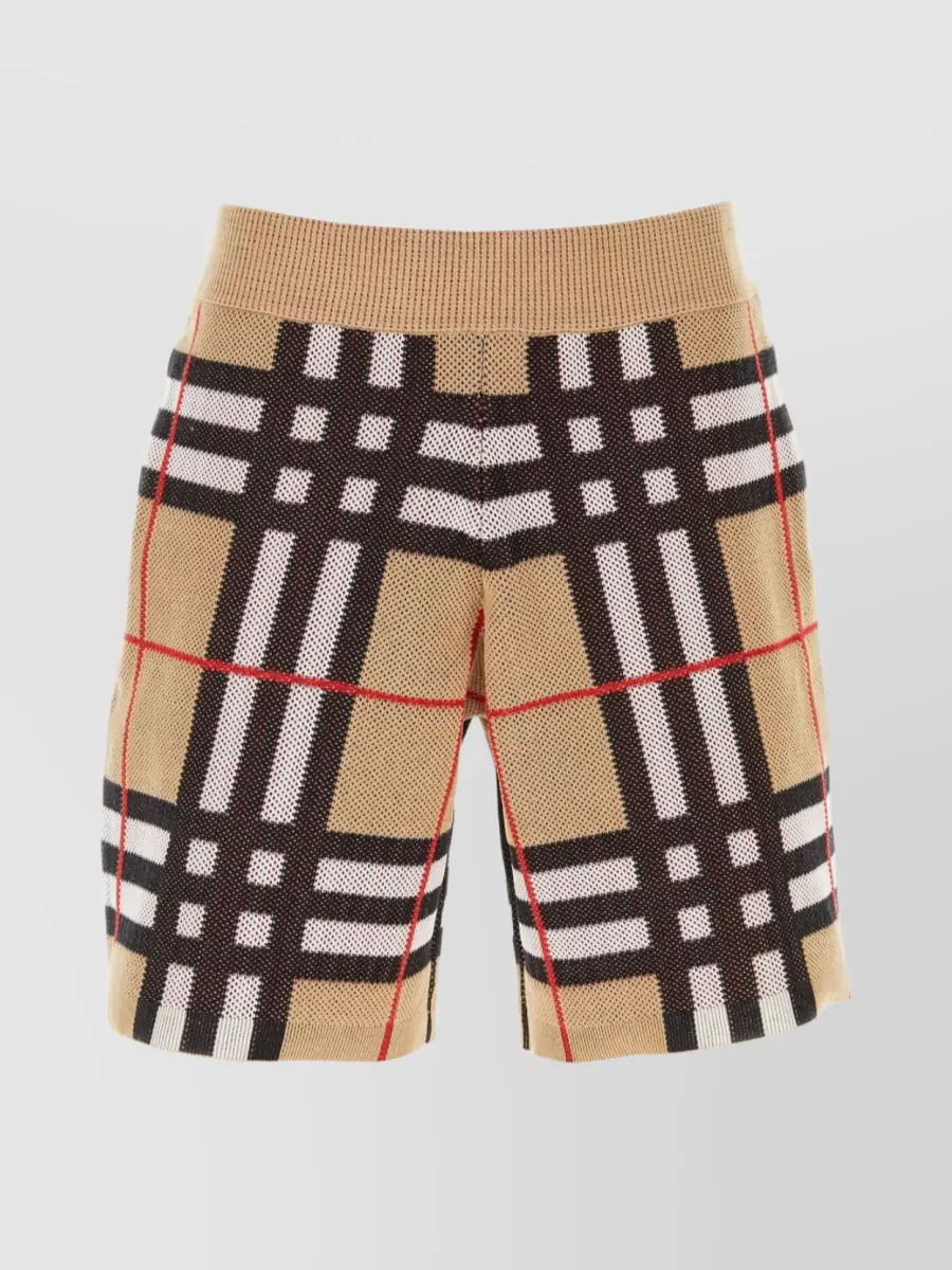 BURBERRY NYLON BLEND BERMUDA SHORTS WITH EMBROIDERED ACCENTS