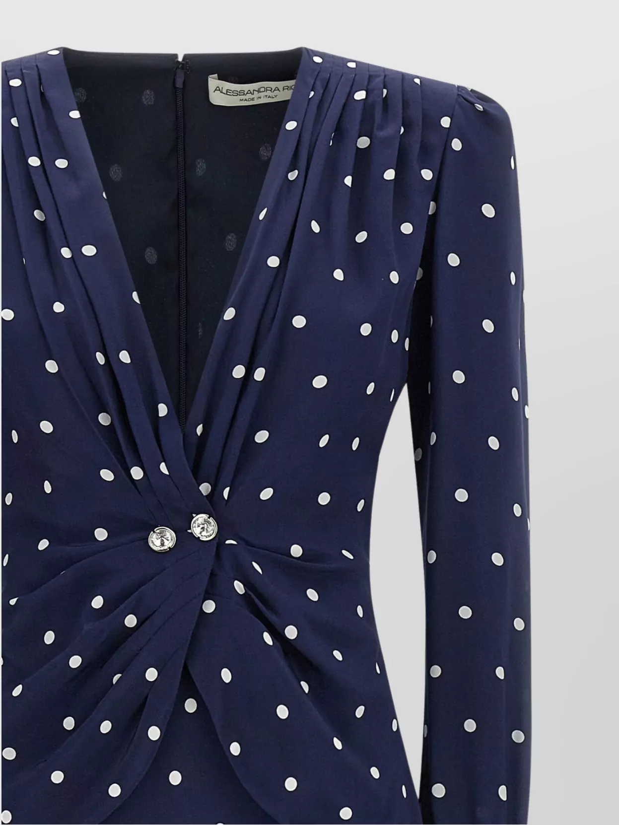 Alessandra Rich Dotted Dress With V-Neck And Buttons