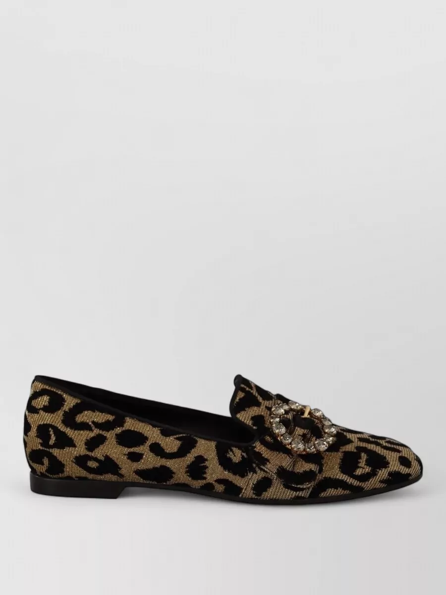 Dolce&Gabbana Leopard-Print Crystal-Embellished Loafers