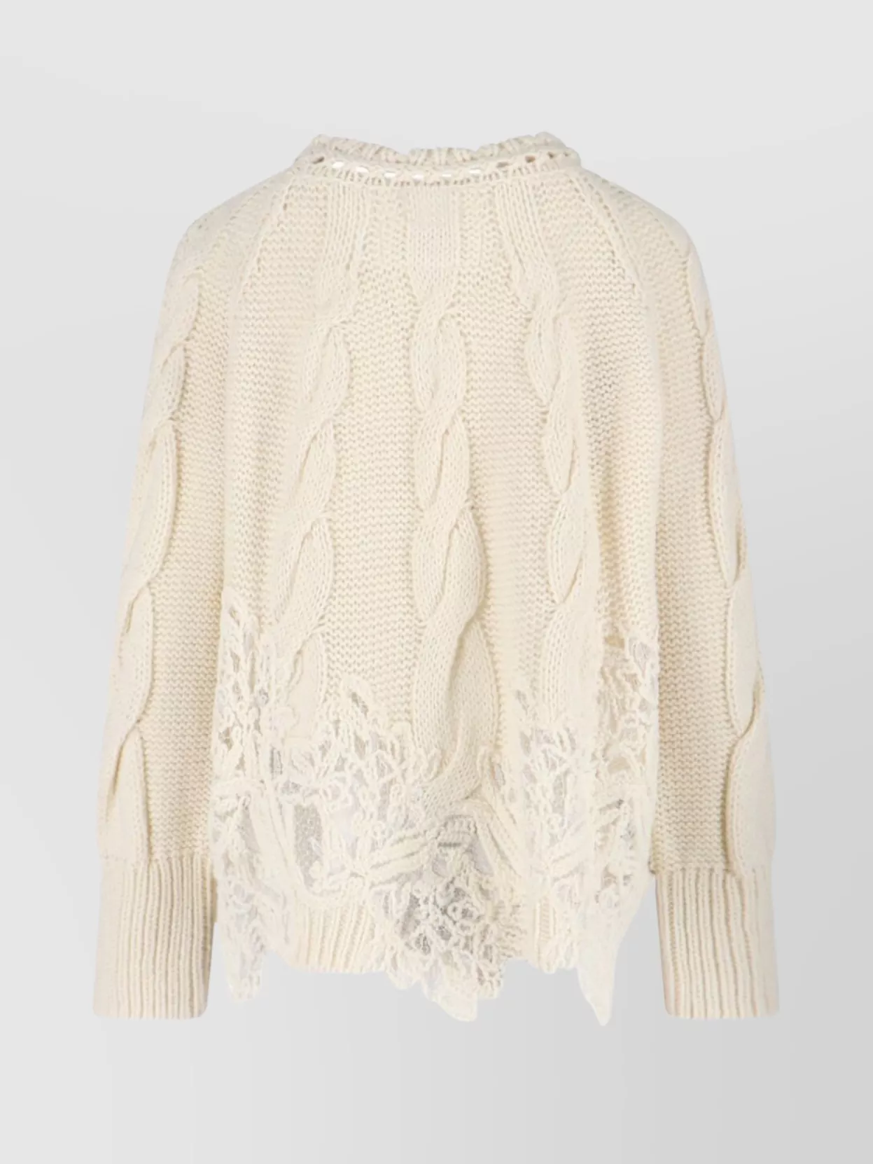 Ermanno Scervino Knitwear With Crewneck And Asymmetric Hem In Neutral