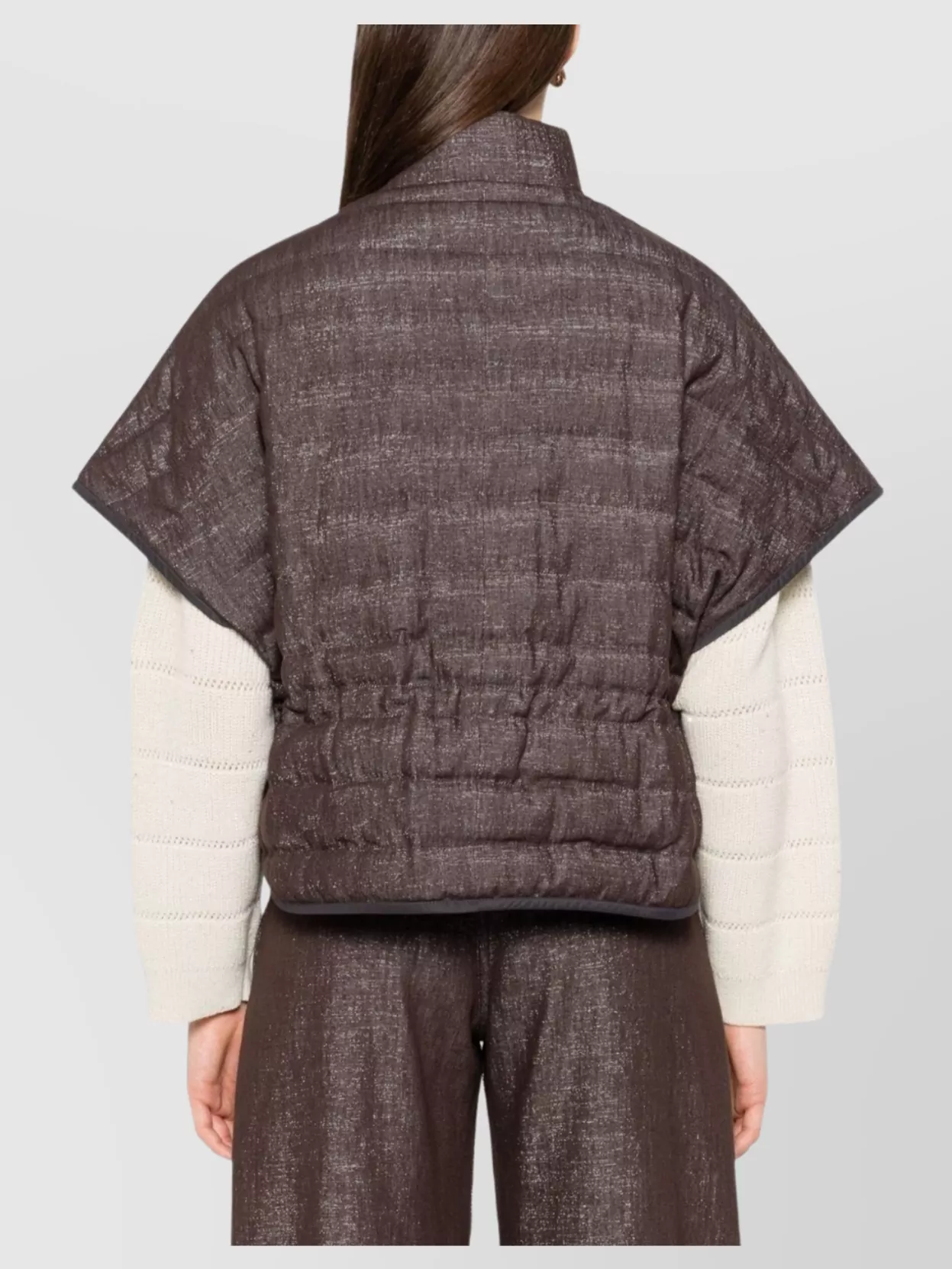 Brunello Cucinelli Short Sleeve Quilted High Neck Jacket
