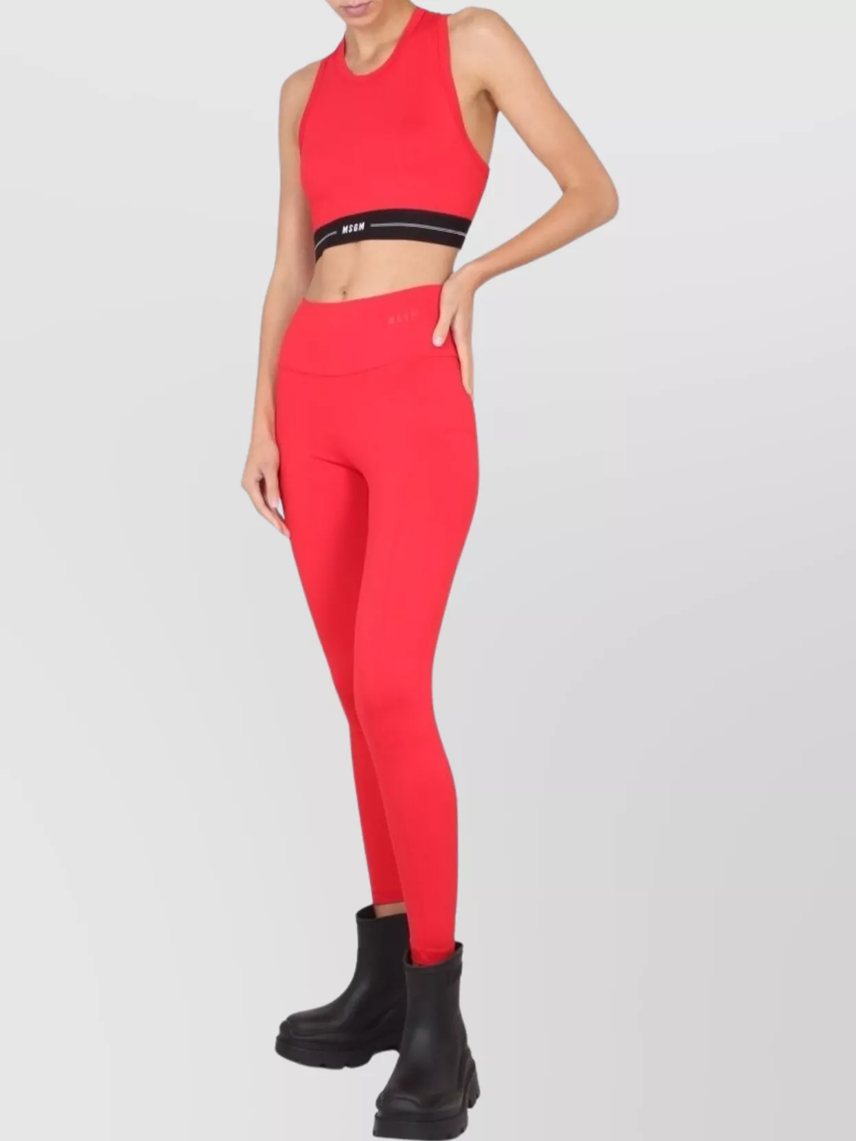 Msgm Logo Leggings With Elastic High Waistband
