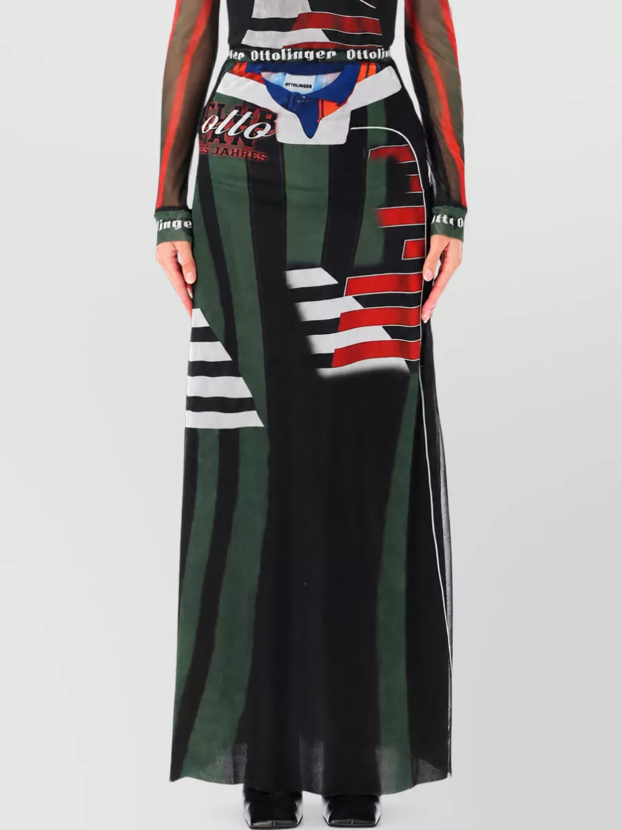 Ottolinger Printed High-Rise Mesh Maxi Skirt