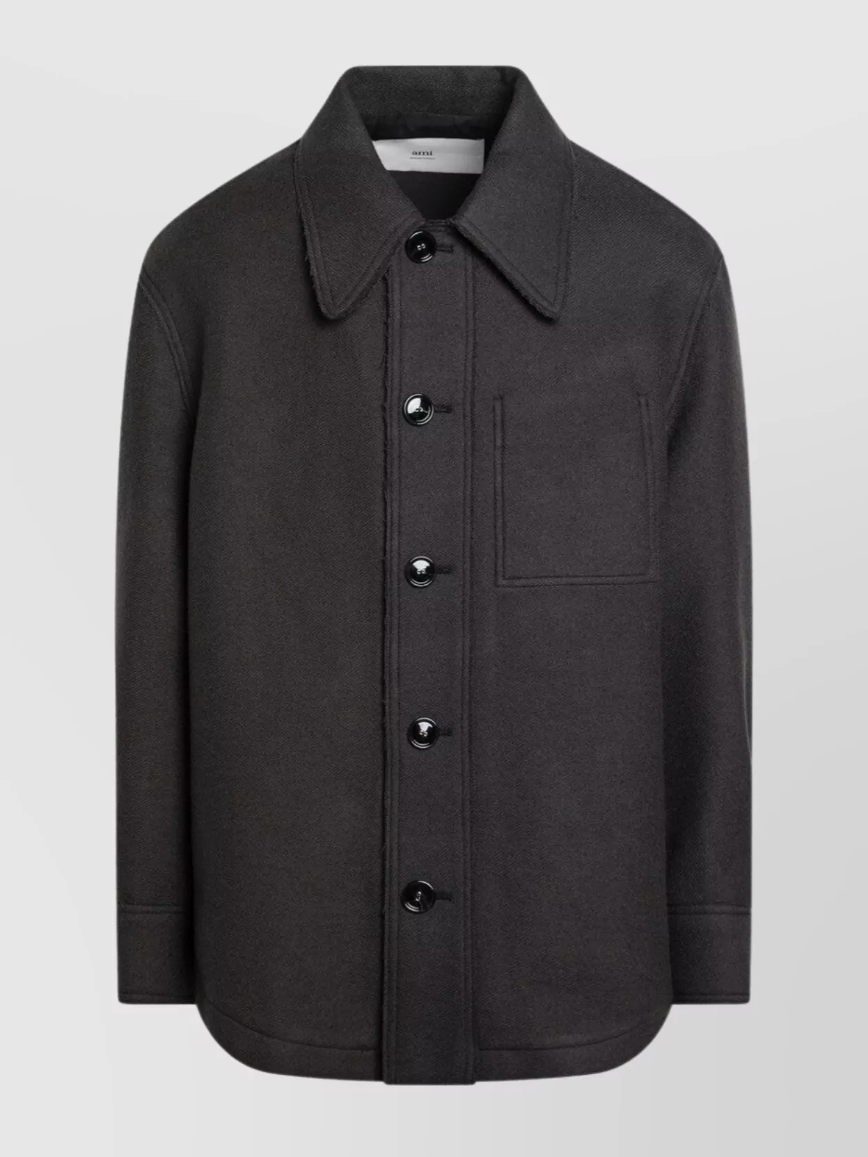 Ami Alexandre Mattiussi Ami Paris Anthracite Grey Wool Shirt With Pockets Men In Black
