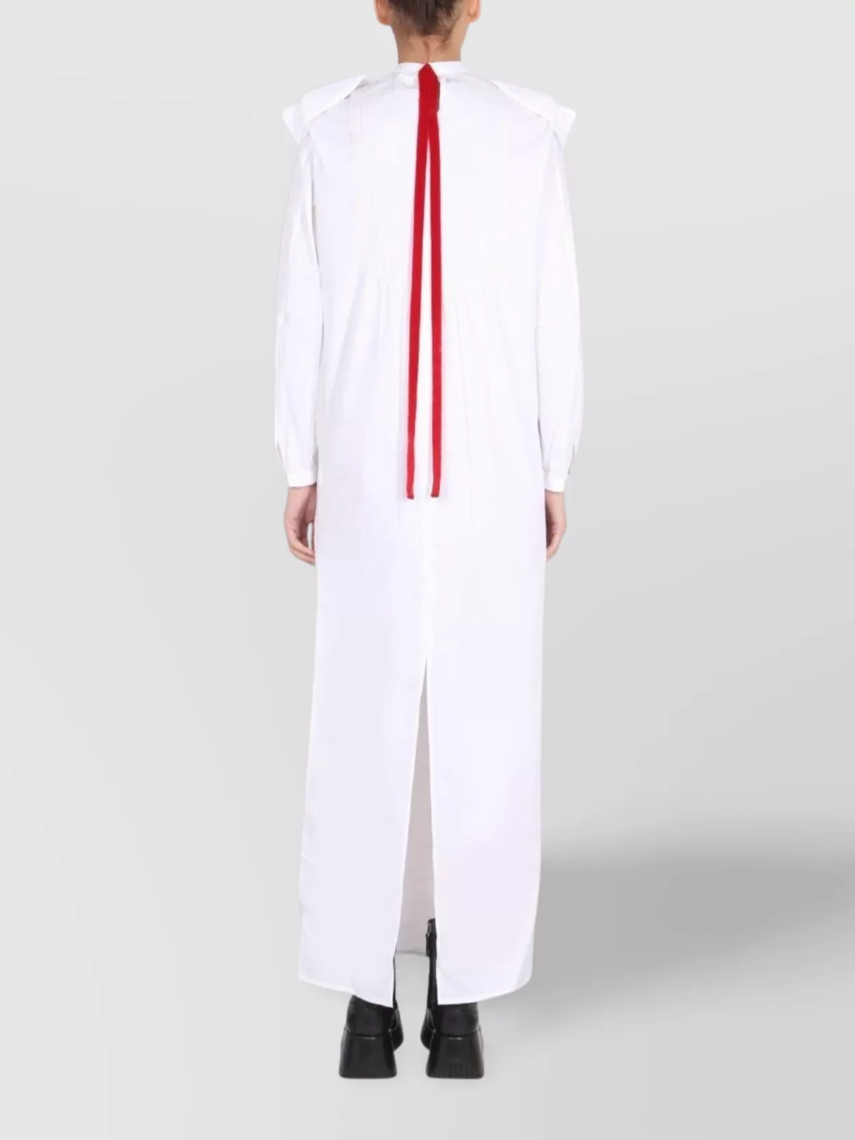 RAF SIMONS SHIRT DRESS FEATURING PADDED SHOULDERS AND CROSSBAR