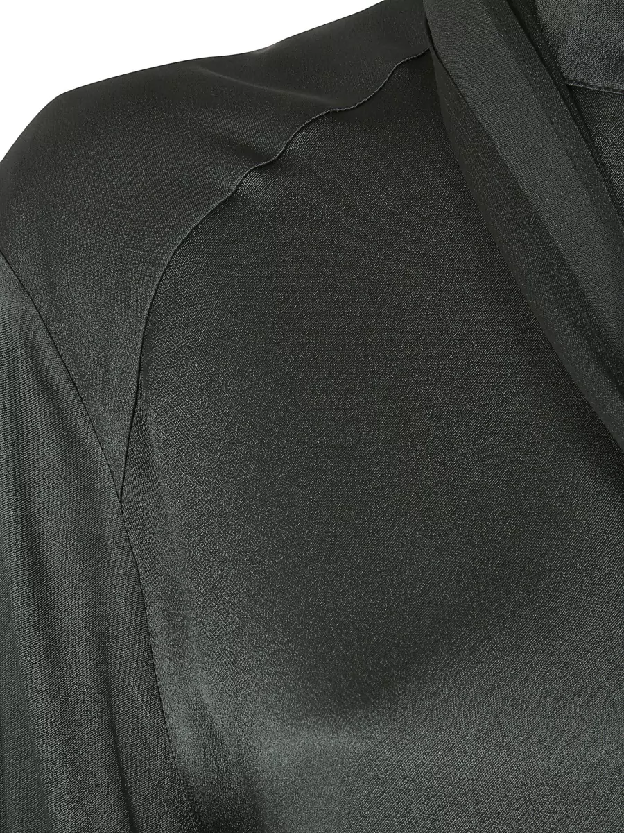 Semicouture Satin Dress Long Sleeves Keyhole Back