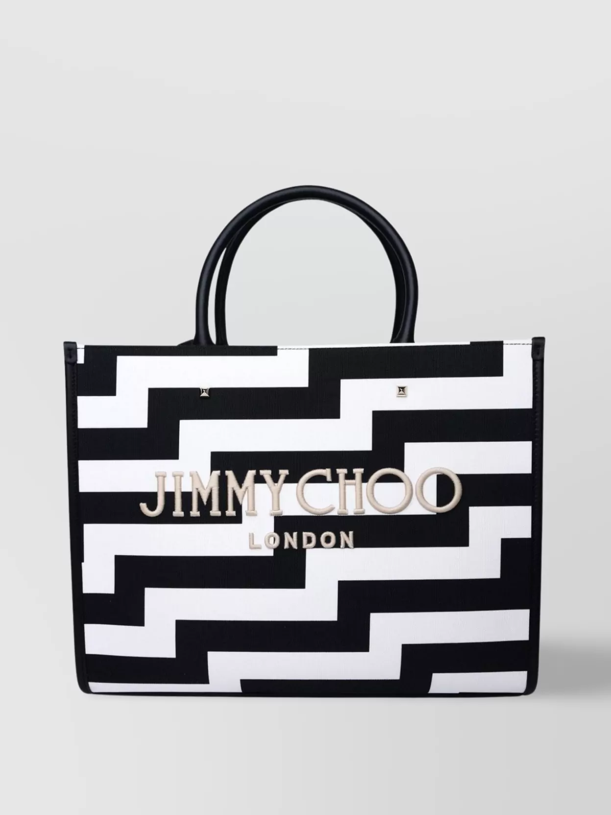 Shop Jimmy Choo Two-tone Fabric Tote Bag