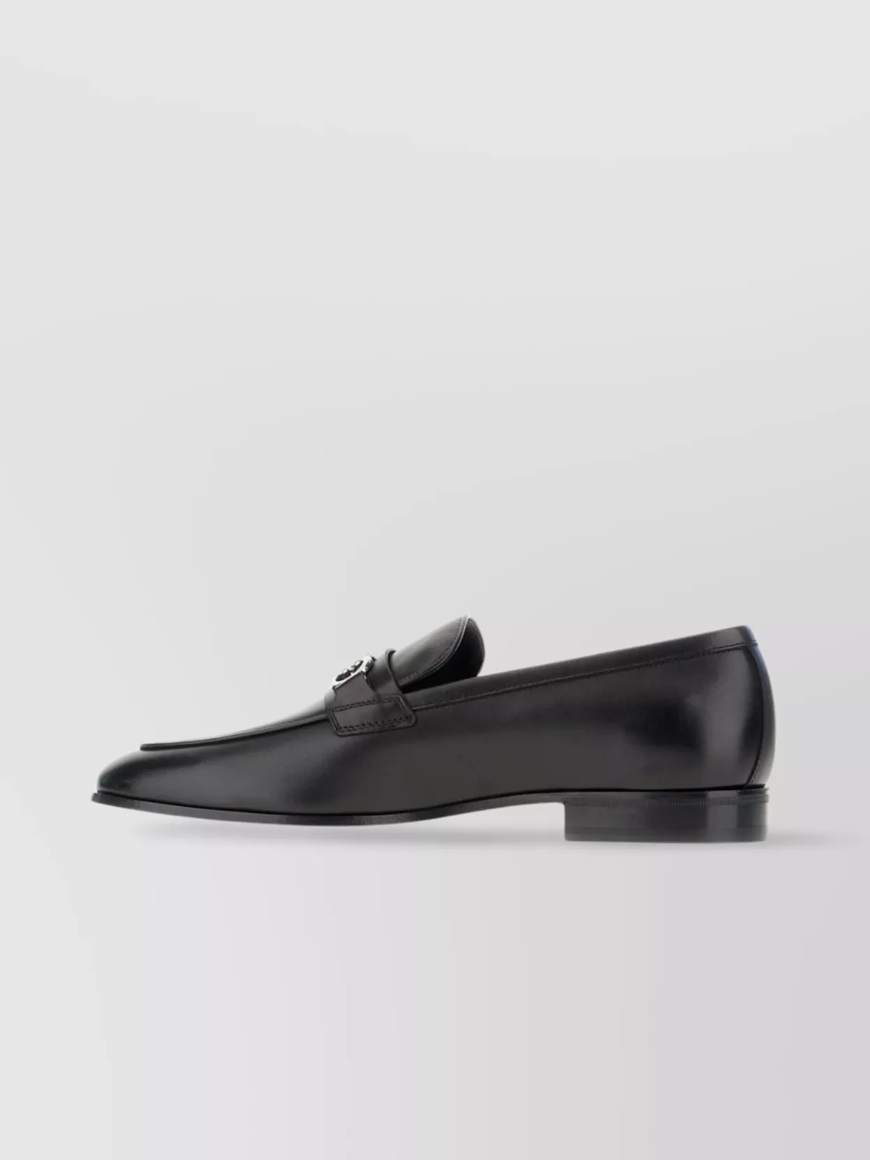 Ferragamo Leather Sole Metal Hardware Round Toe Loafers