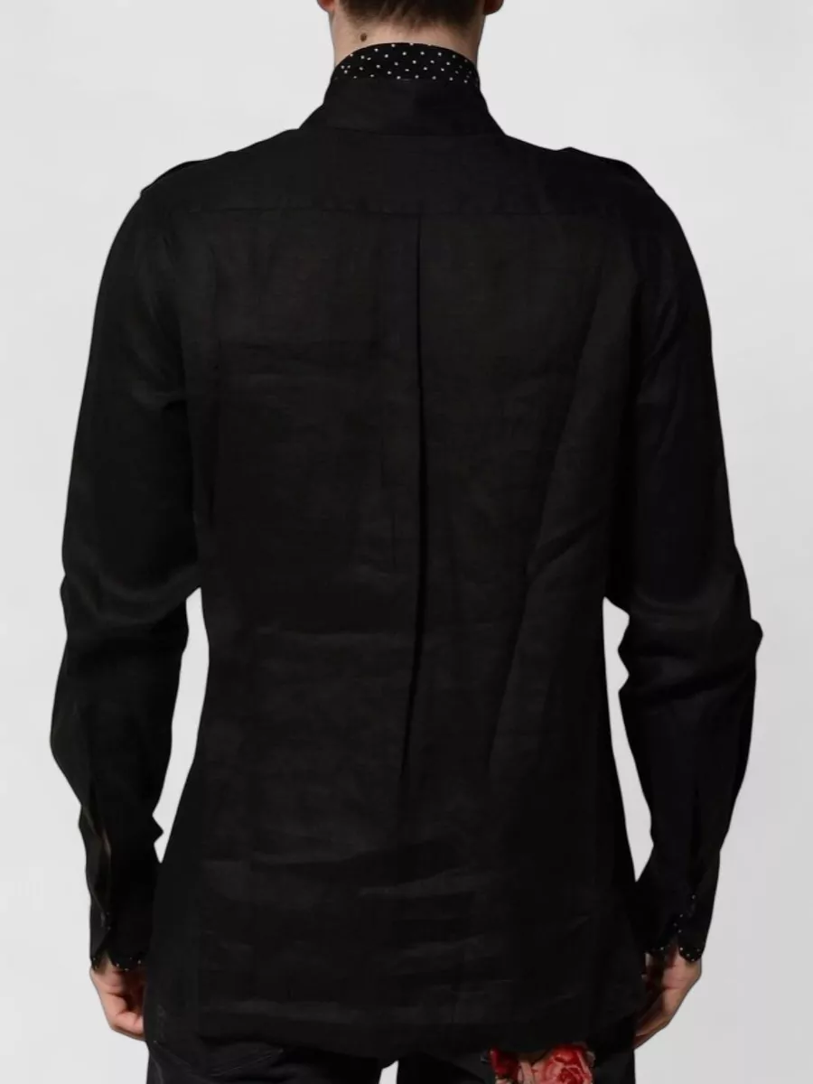 Dolce&Gabbana Silk Linen Polka Dot Long-Sleeve Shirt