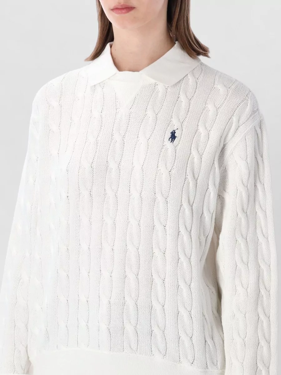 Polo Ralph Lauren Cable-Knit Cotton Crew-Neck Long-Sleeve Sweatshirt