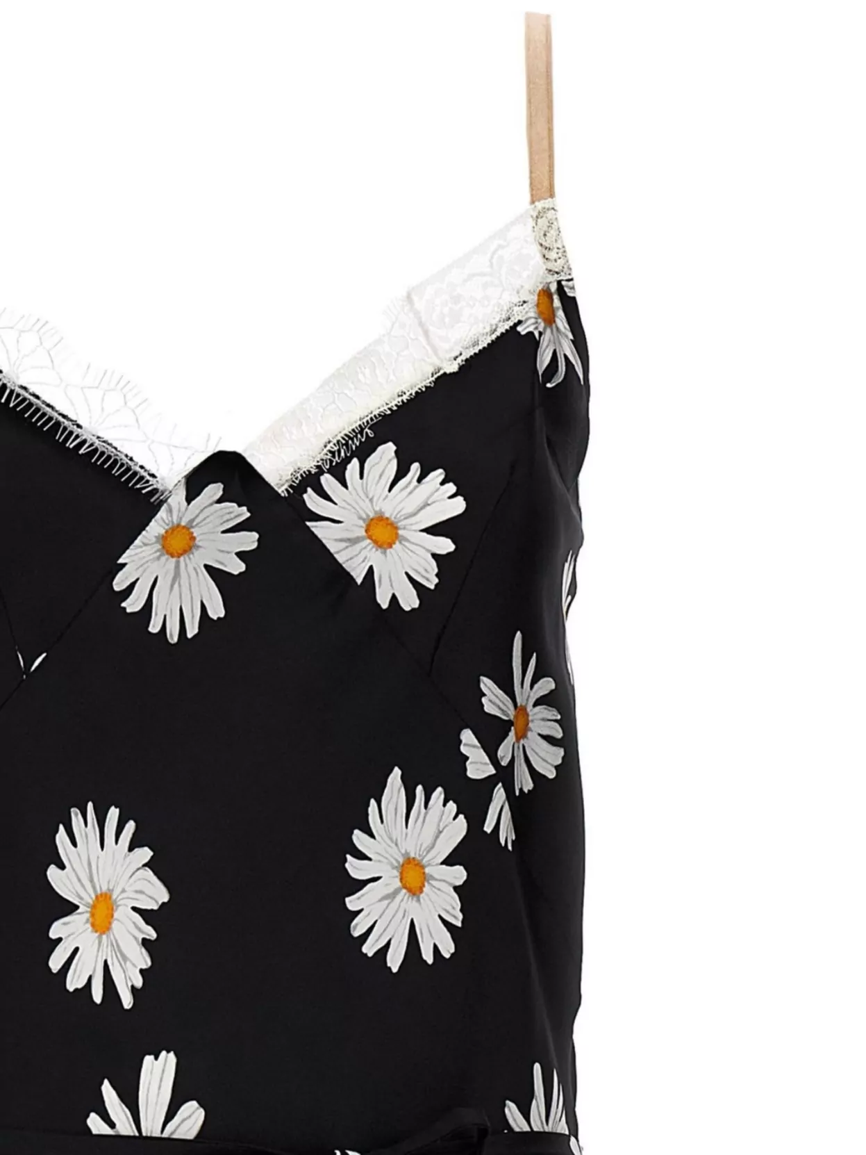 Moschino All-over Daisy Print Silk Twill Midi Dress In Black