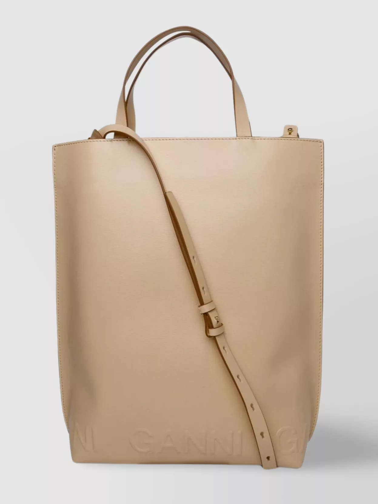 Shop Ganni Smooth Leather Tote Bag