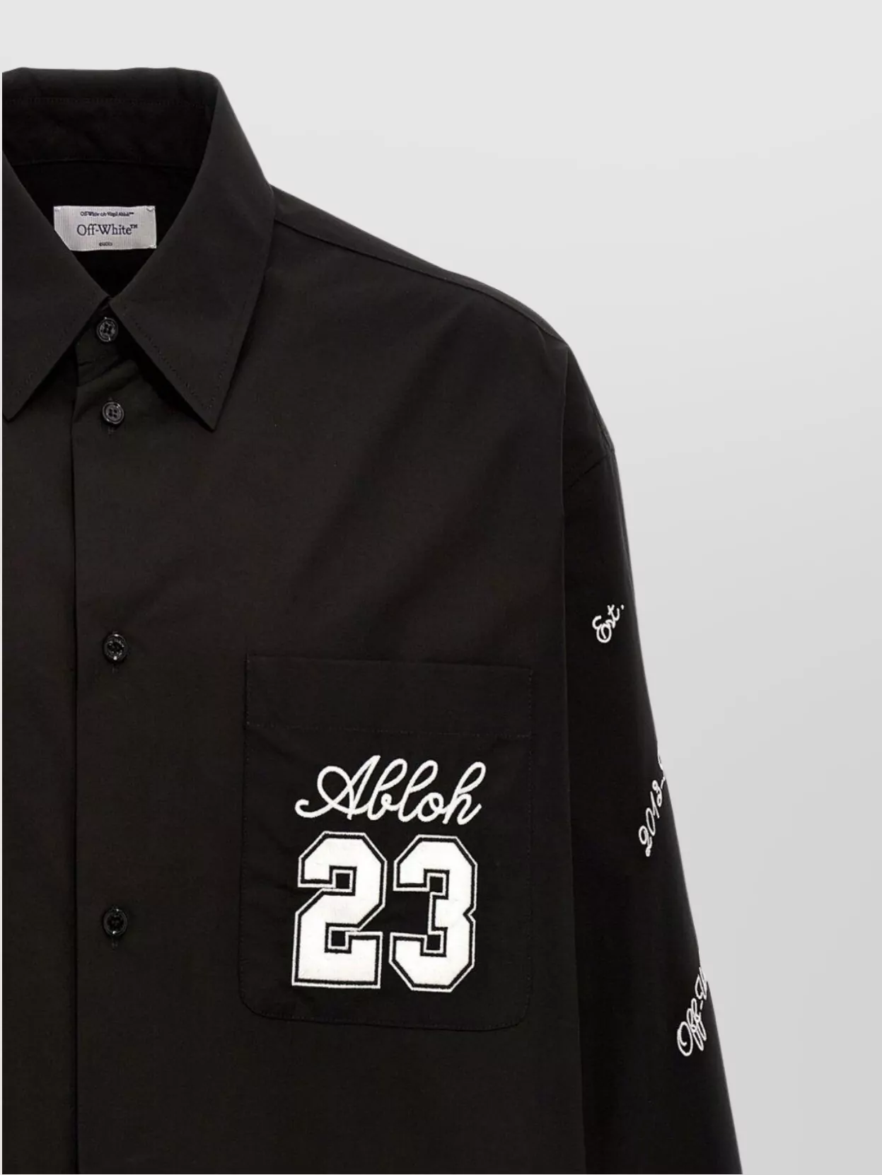 Off-White Collared Shirt With Embroidered Front Pocket