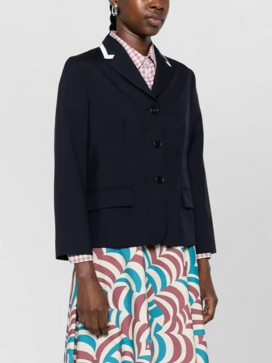 Marni Wool Contrast-Trim Blazer