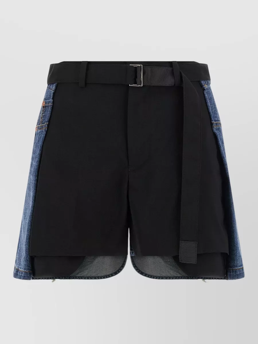 Sacai wool asymmetric shorts