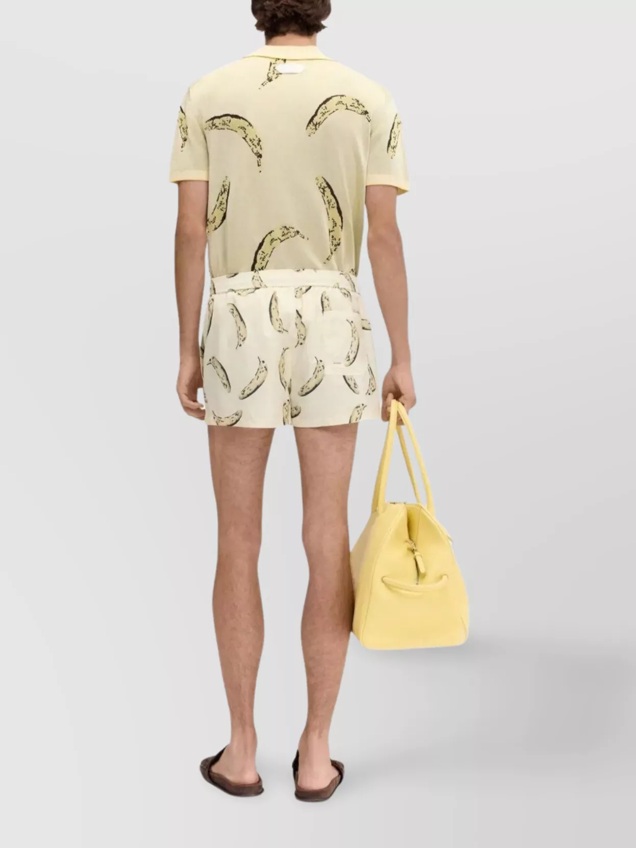 Jacquemus Le Maillot Puntini Yellow Swimsuit With Elastic Waist And All-over Print In Tech Fabric Man In White