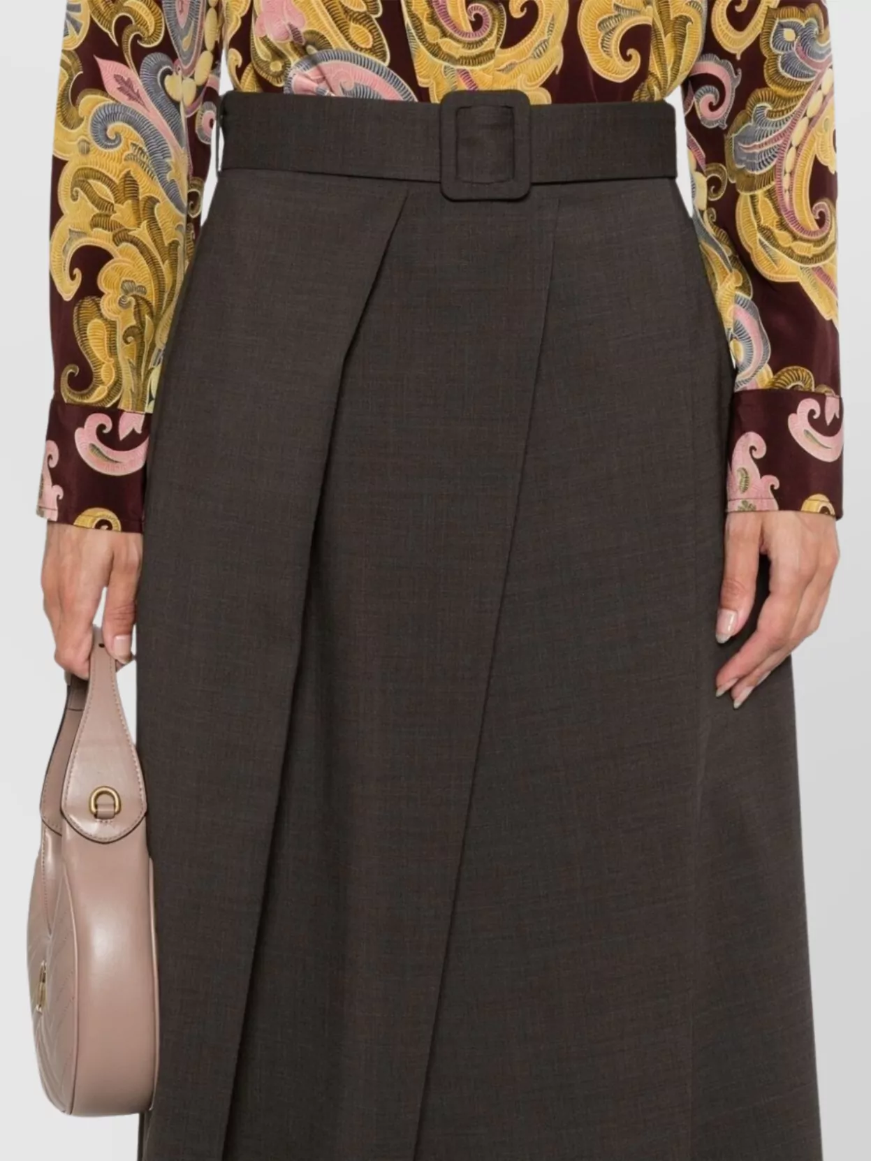 Parosh Midi A-Line Skirt Belted Waist
