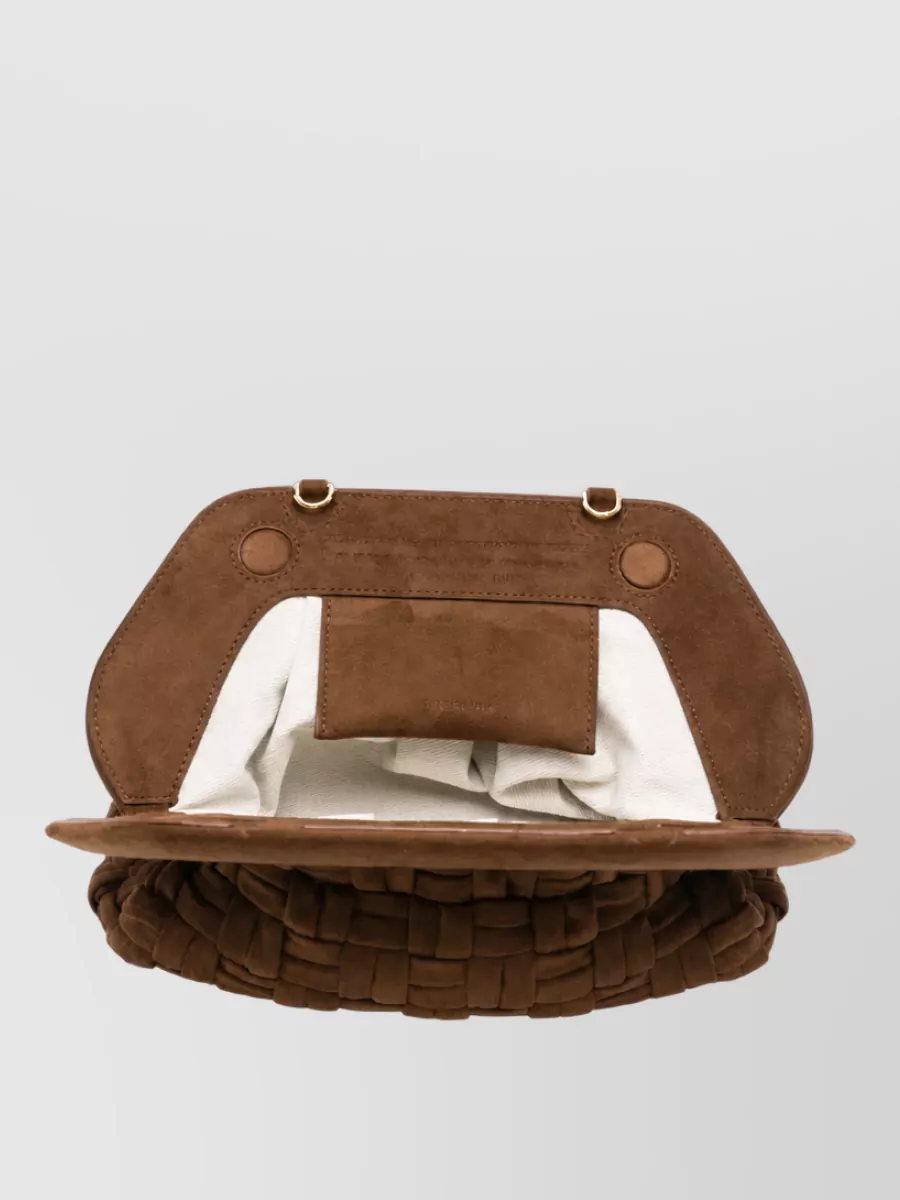 Themoiré Bios Medium Suede-Effect Woven Clutch Bag