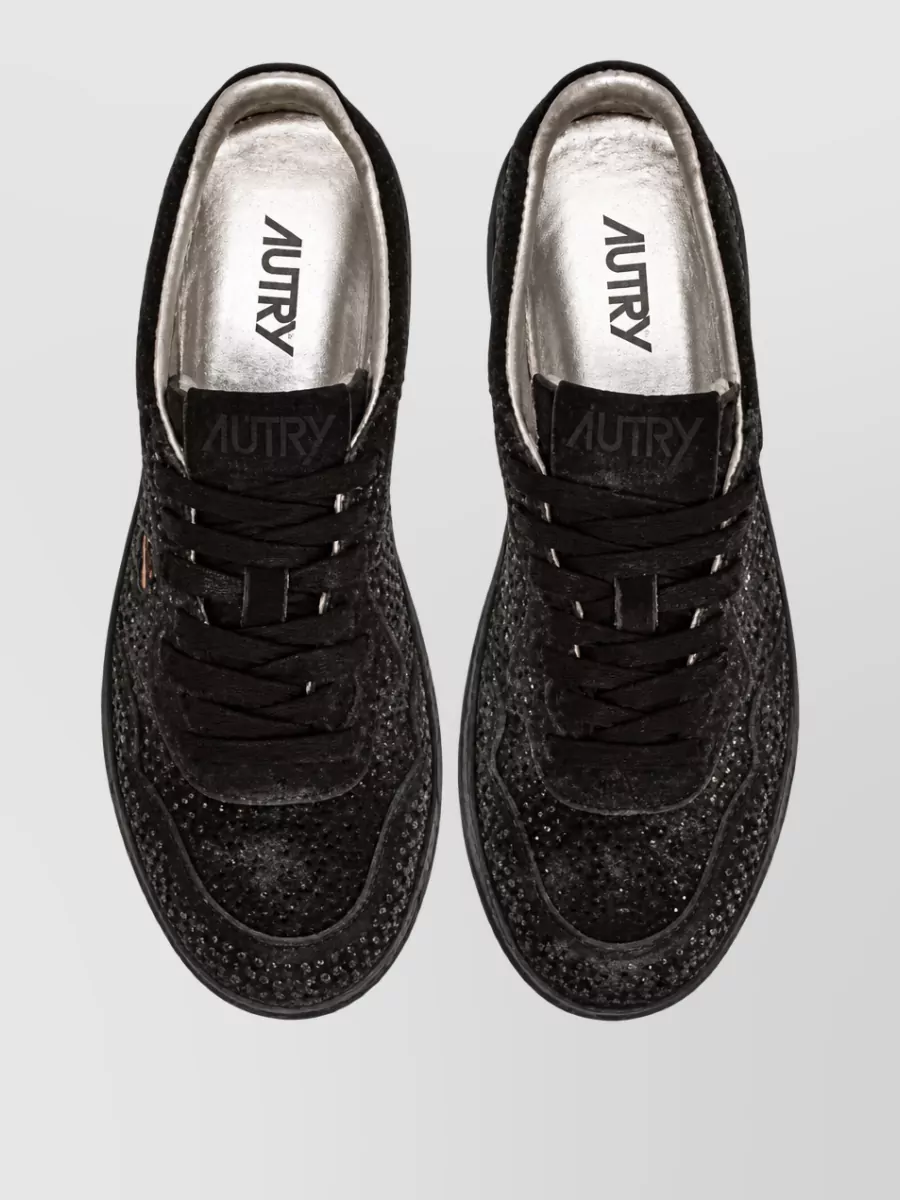 Autry Crystal-Embellished Suede Lace-Up Sneakers