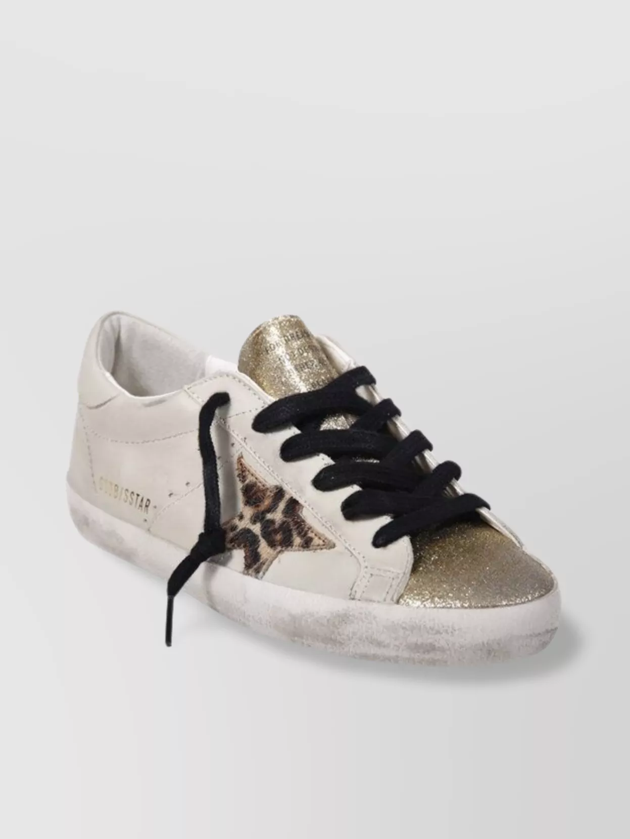Golden Goose Star Glitter Toe And Tongue Leather Heel