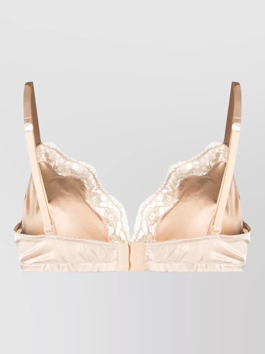 Dolce&Gabbana Soft Cup Satin Bra Sheer Lace Straps