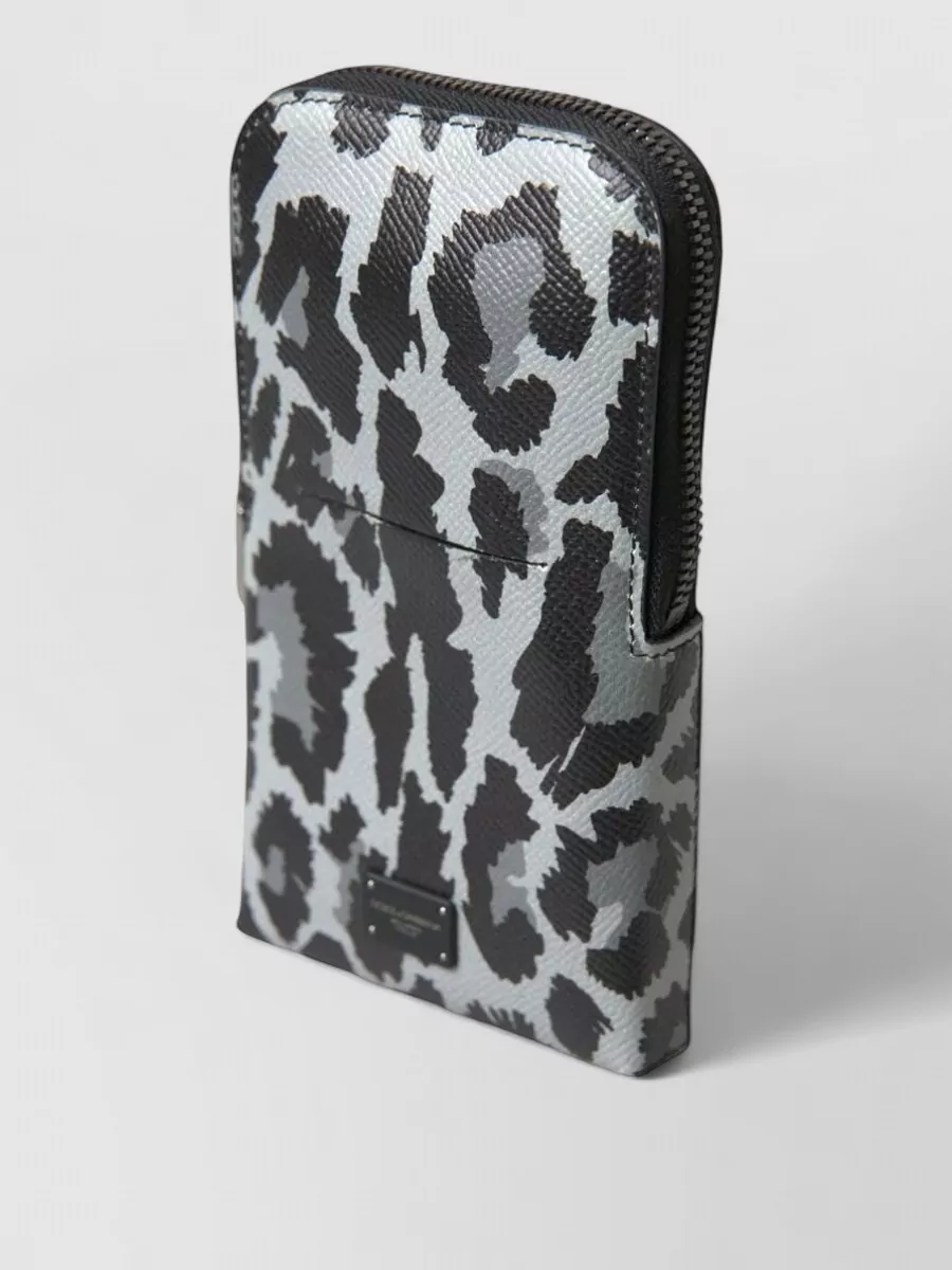 Dolce&Gabbana Leopard-Print Leather Crossbody Phone Bag