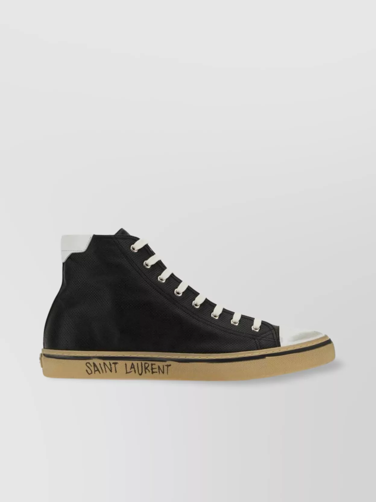 Shop Saint Laurent Textured Leather High-top Sneakers