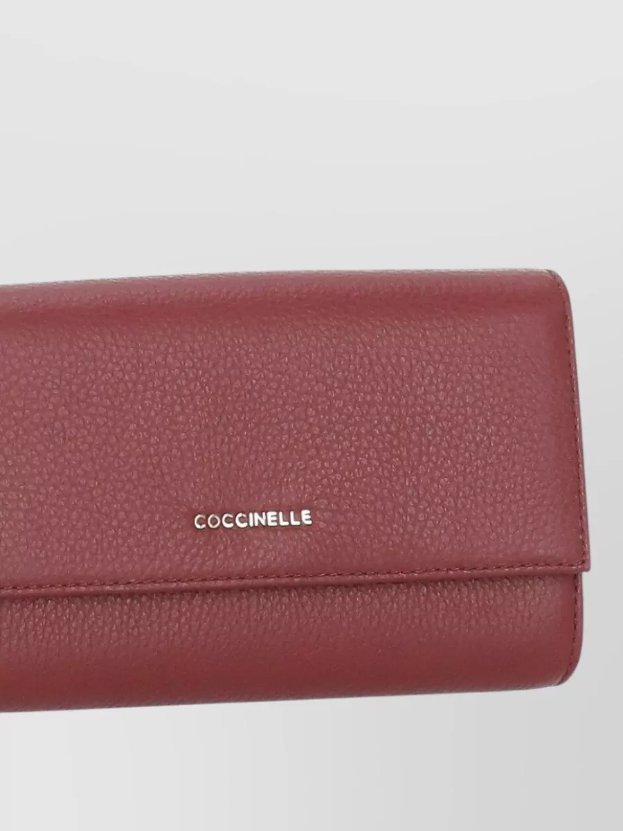 Coccinelle Pebbled Leather Compact Zip Around Wallet