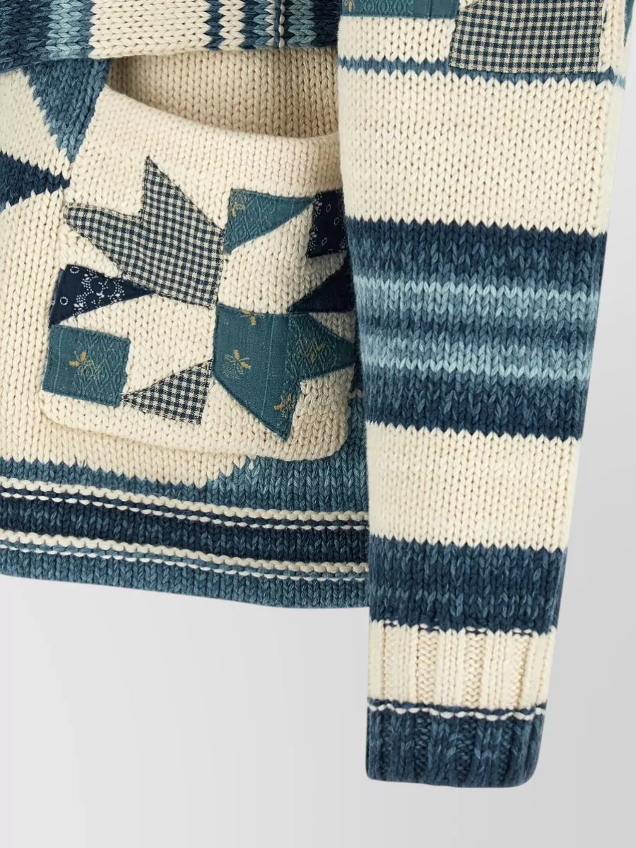 Polo Ralph Lauren Patchwork Belted Shawl Collar Cardigan
