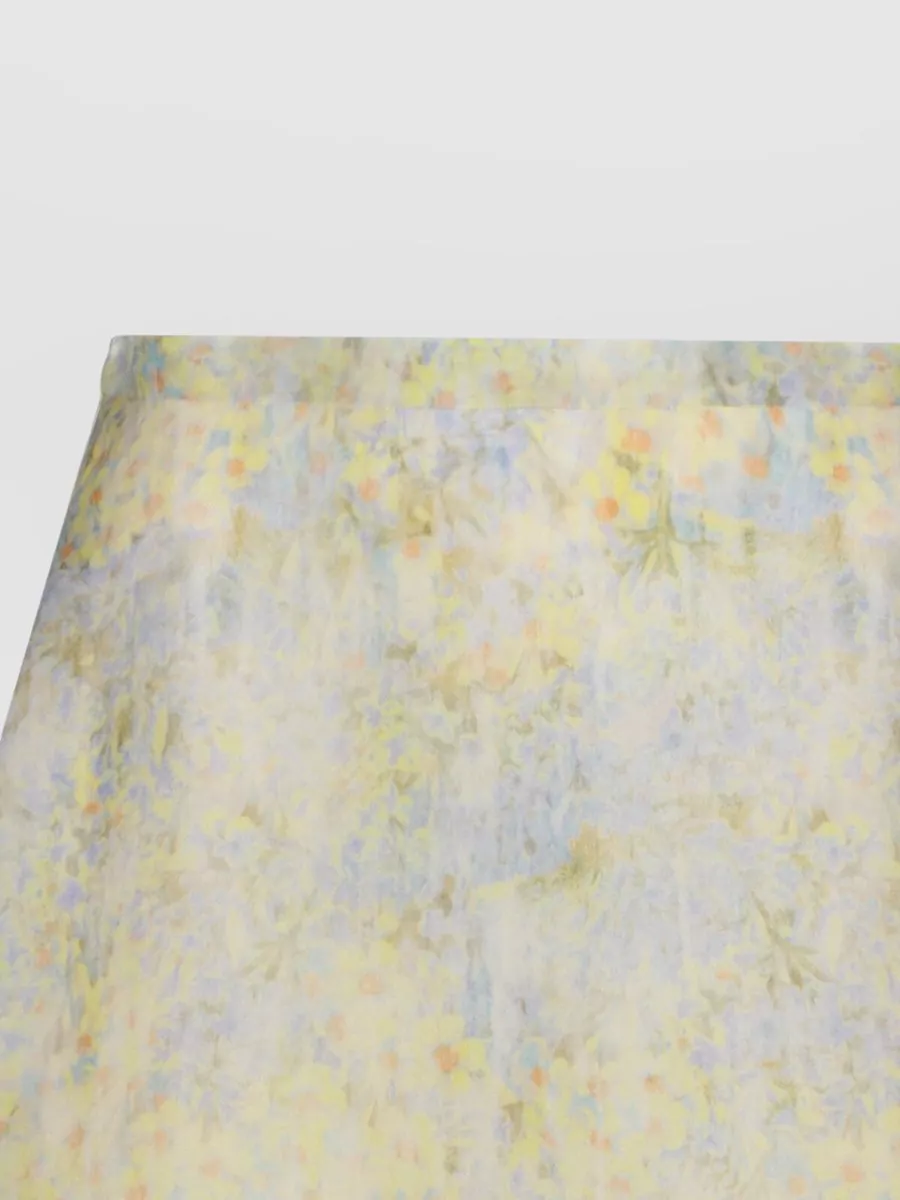 Alberta Ferretti High Waist A Line Floral Midi Skirt