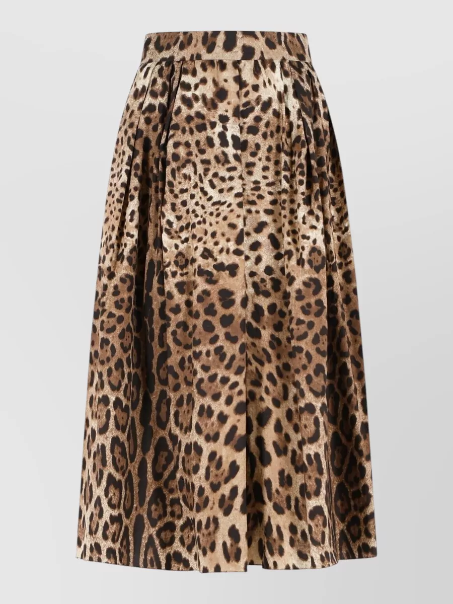 Dolce&Gabbana Leopard-Print Pleated Cotton Midi Skirt