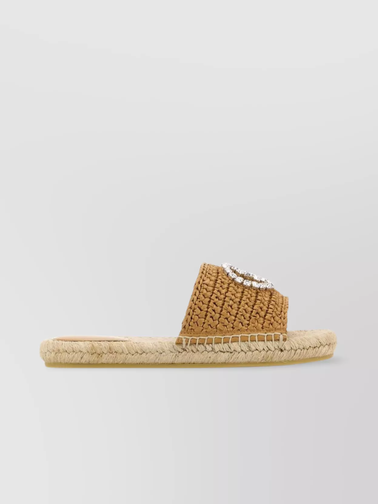Gucci Raffia Slides Embellished Detail