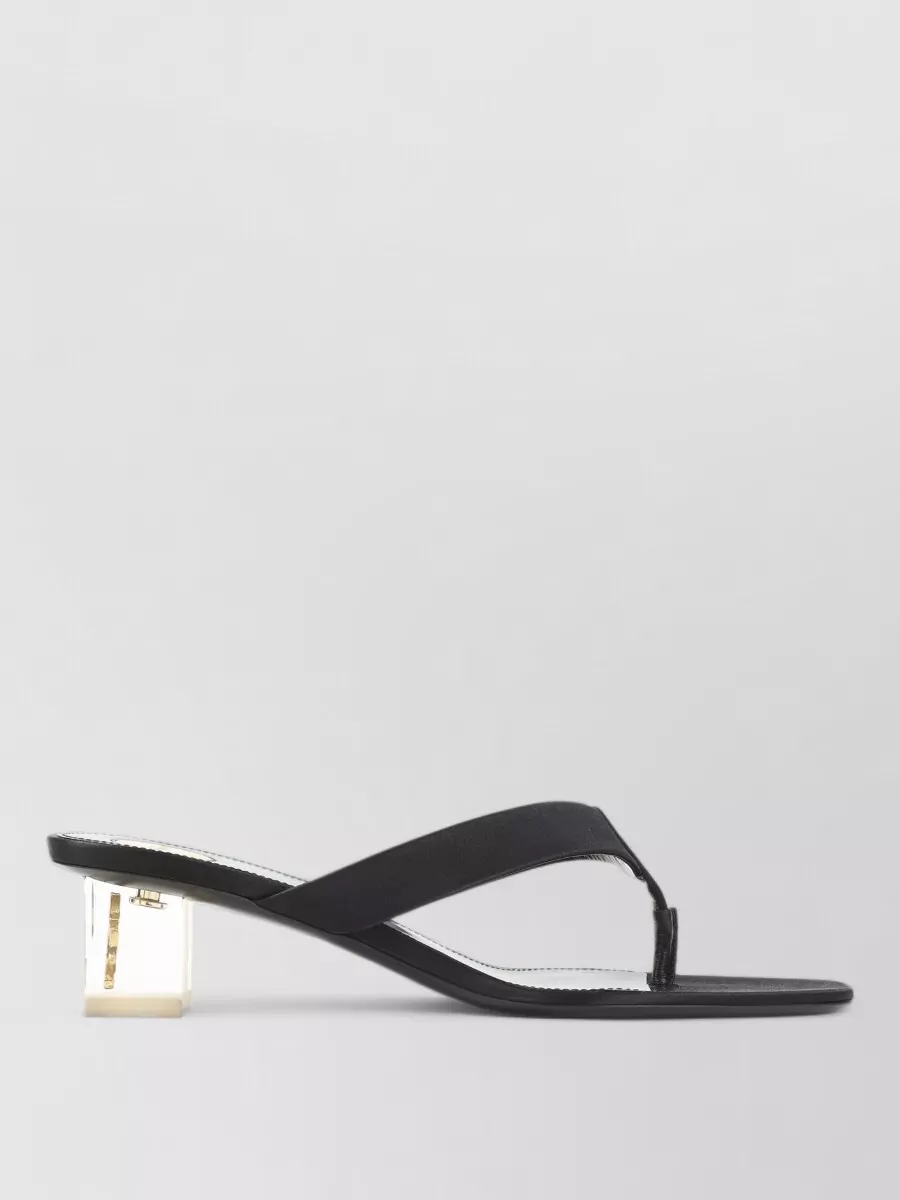 Saint Laurent Leather Satin Thong Mules